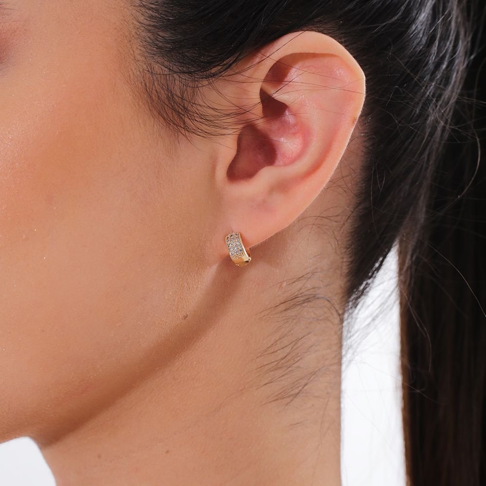 Ag-08-Do Brinco De Argolinha Artirulada Cravejado (9mm)