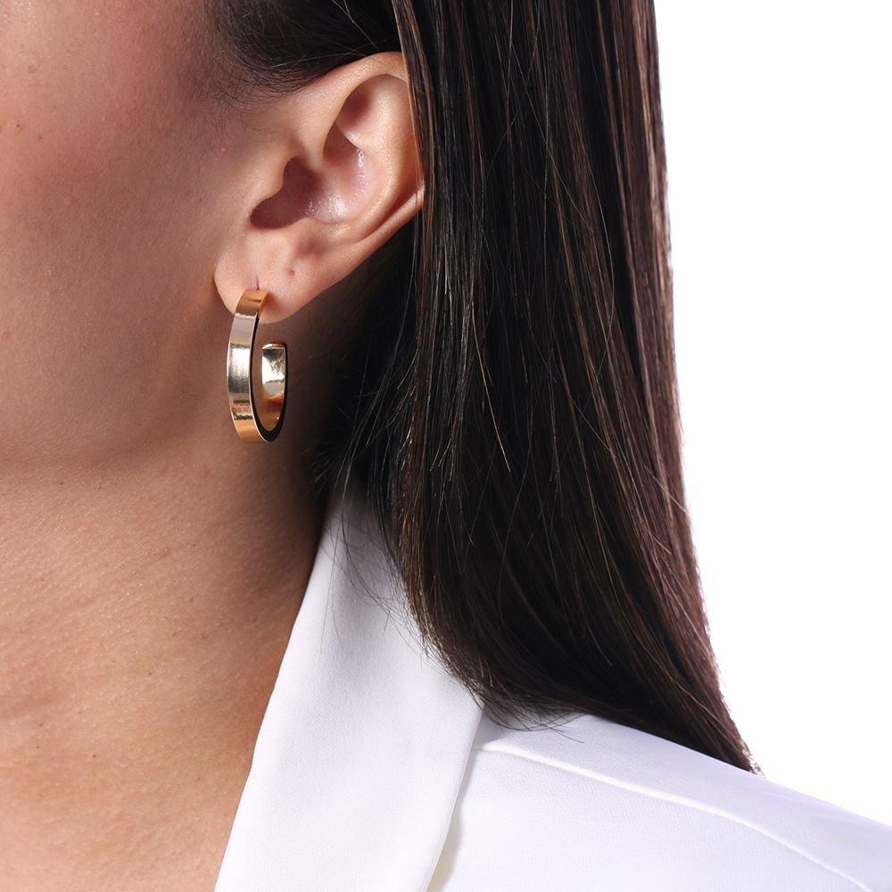 Ag-1001-Do Brinco Meia Argola Quadrada Lisa (32mm)