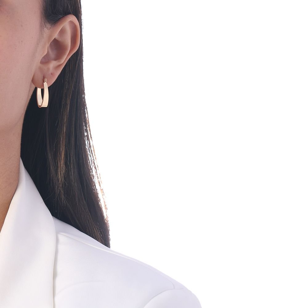 Ag-1057-Do Brinco De Argola Oval Achatada (23mm)