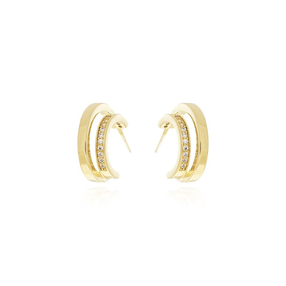 Ag-1072-Do Brinco De Argola Meia Lua Cravejada (15mm)