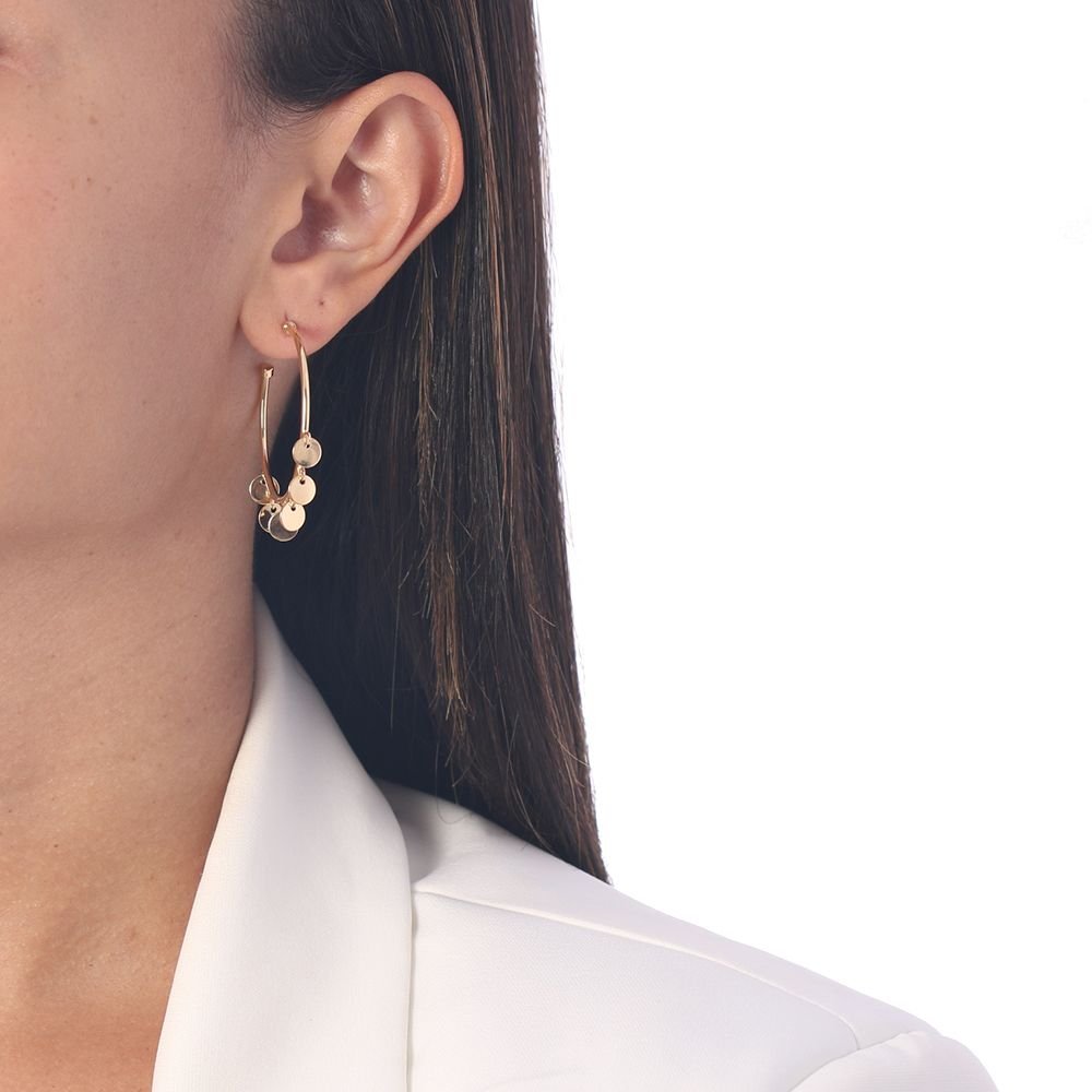 Ag-1079-Do Brinco Meia Argola Com Pingentes Pendurados (36mm)