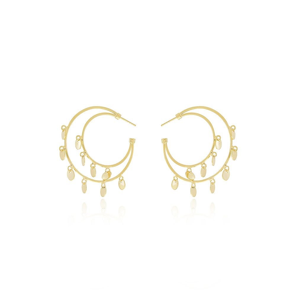 Ag-1080-Do Brinco De Argola Meia Lua Com Pingentes Pendurados (38mm)