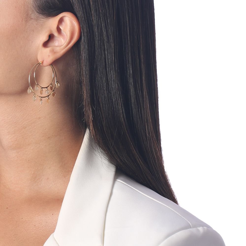 Ag-1080-Do Brinco De Argola Meia Lua Com Pingentes Pendurados (38mm)