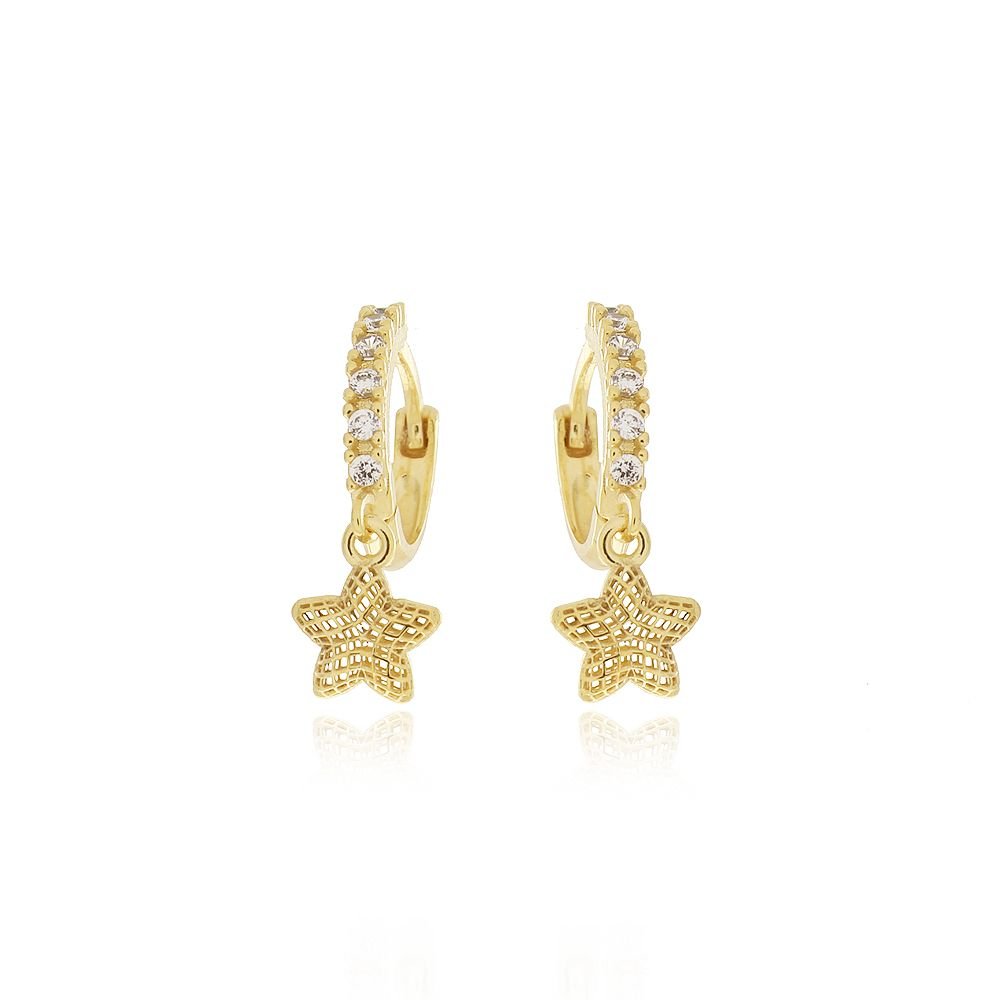 Ag-1103-Do Brinco Argolinha De Estrela Cravejada
