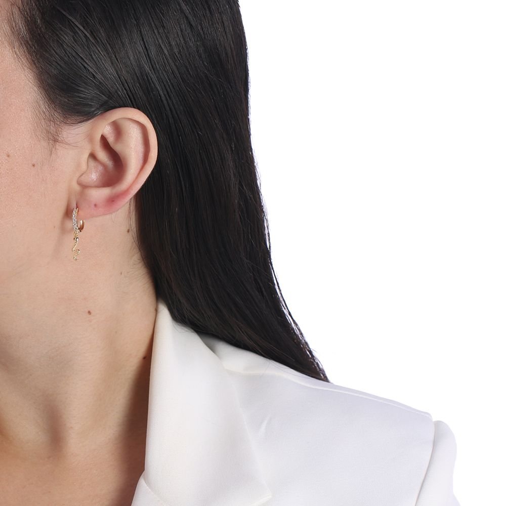 Ag-1104-Do Brinco Argolinha De Cobra Cravejada