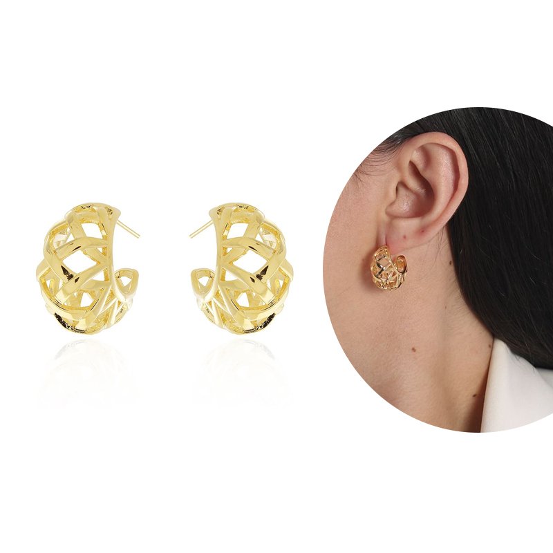 Ag-1114-Do Brinco Meia Argola Detalhada (21mm)