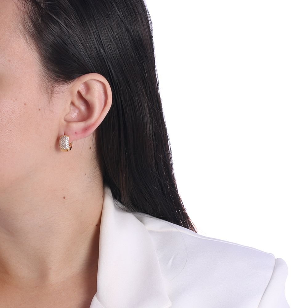 Ag-1128-Do Brinco De Argola Articulada Cravejada