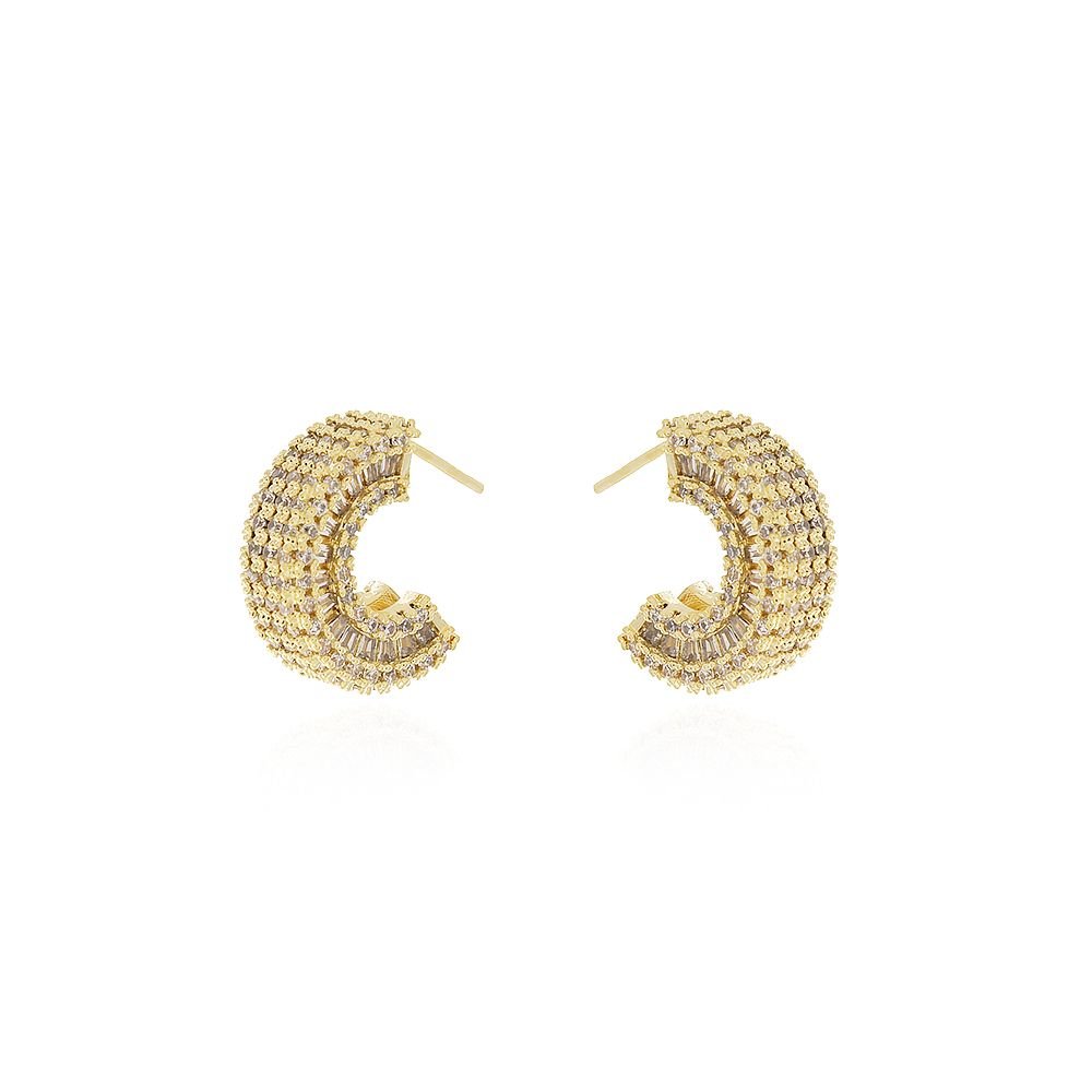 Ag-1137-Do Brinco Meia Argola Cravejada Cristal (18,5mm)