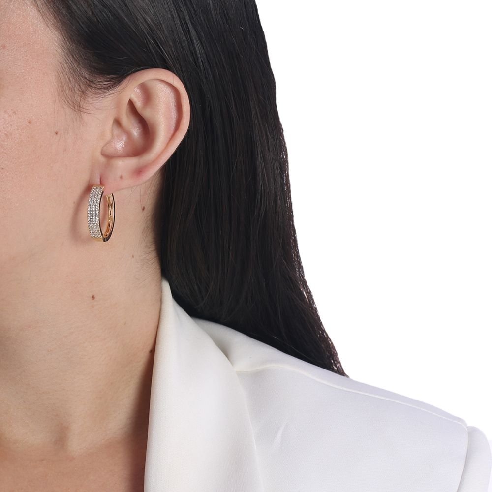 Ag-1142-Do Brinco De Argola Articulada Cravejada