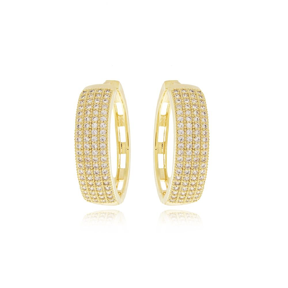 Ag-1143-Do Brinco De Argola Articulada Cravejada