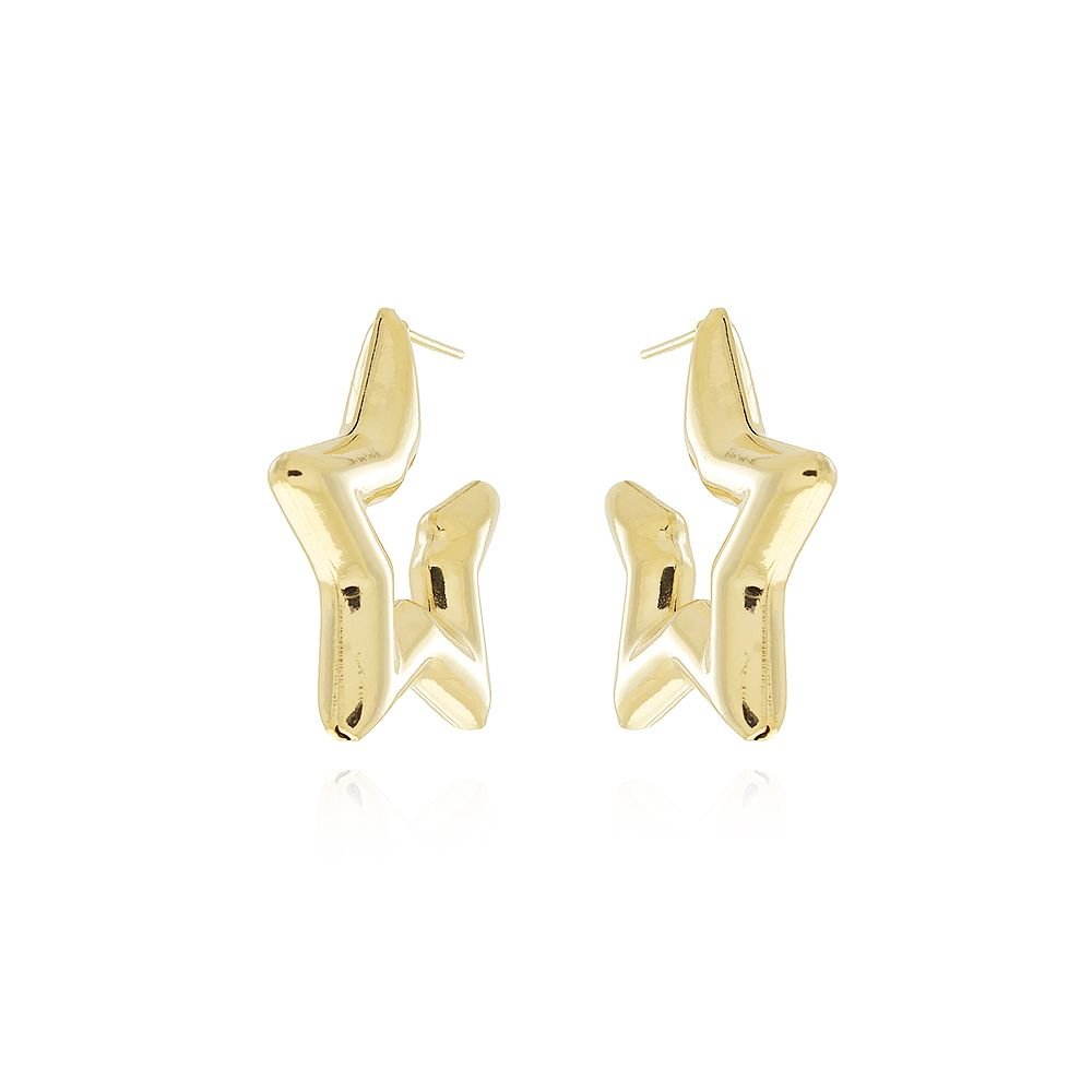 Ag-1165-Do Brinco Meia Argola De Estrela (30mm)