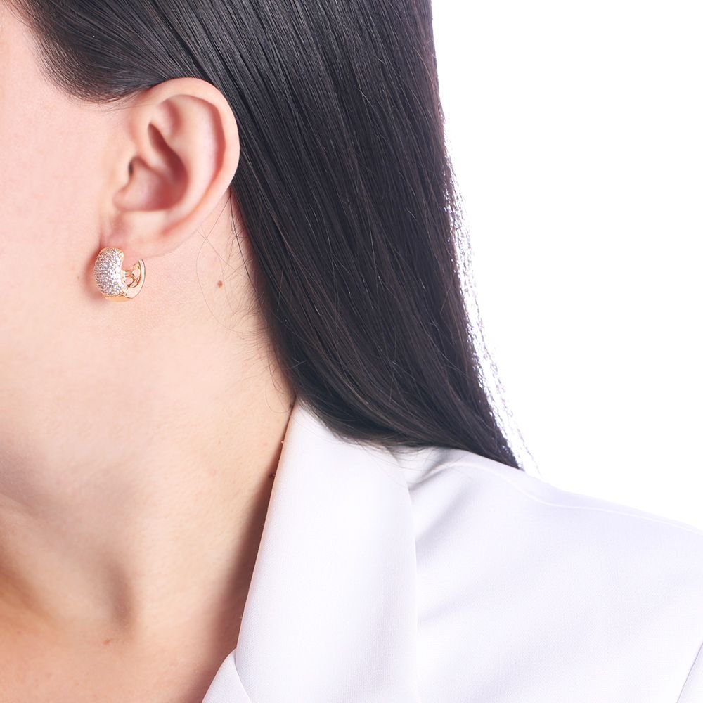 Ag-1218-Do Brinco De Argola Articulada Cravejado Cristal (15mm)