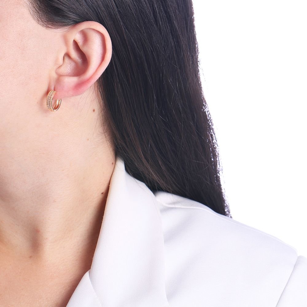 Ag-1301-Do Brinco De Argola Articulada Cravejada (15mm)