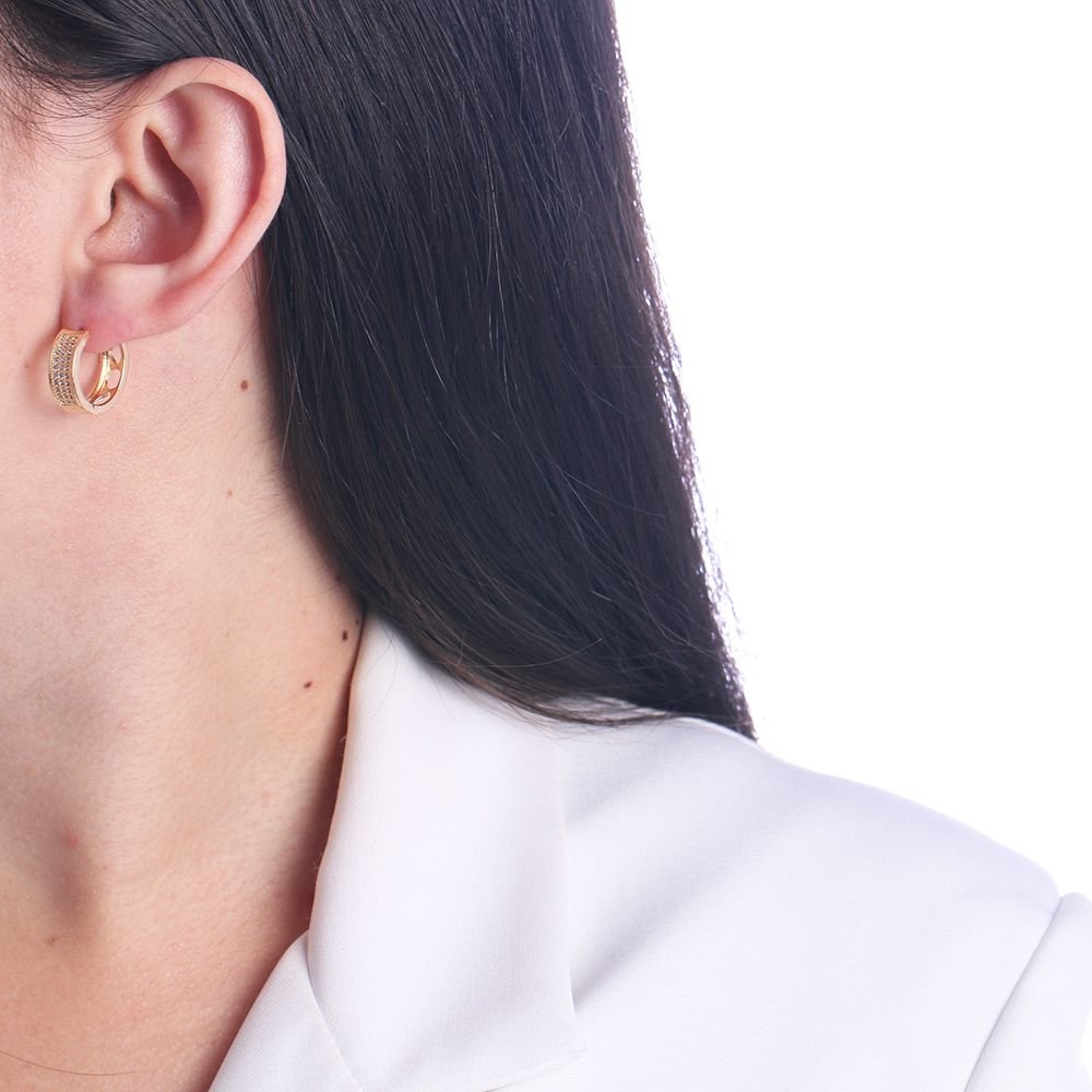 Ag-1312-Do Brinco De Argola Articulada Cravejada (17mm)