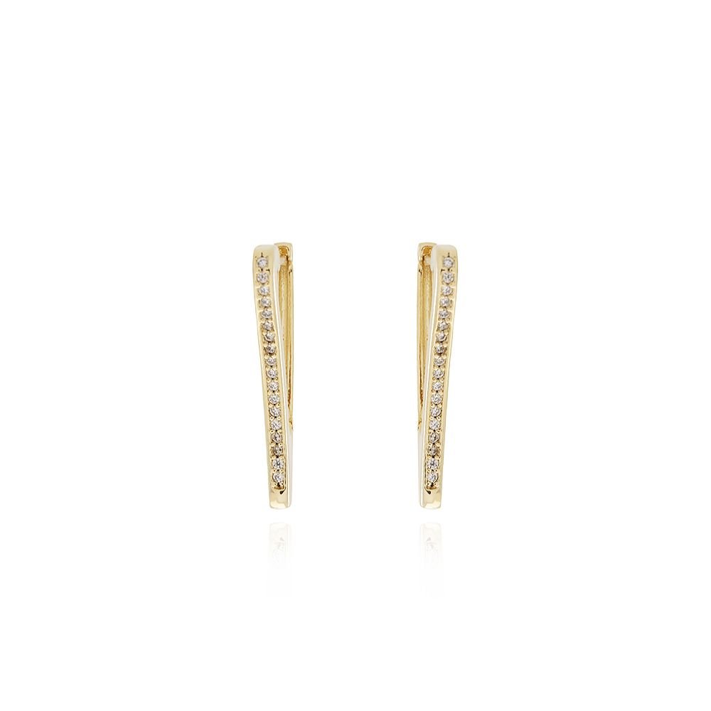 Ag-1326-Do Brinco De Argola Articulada Triangular Cravejada (26mm)