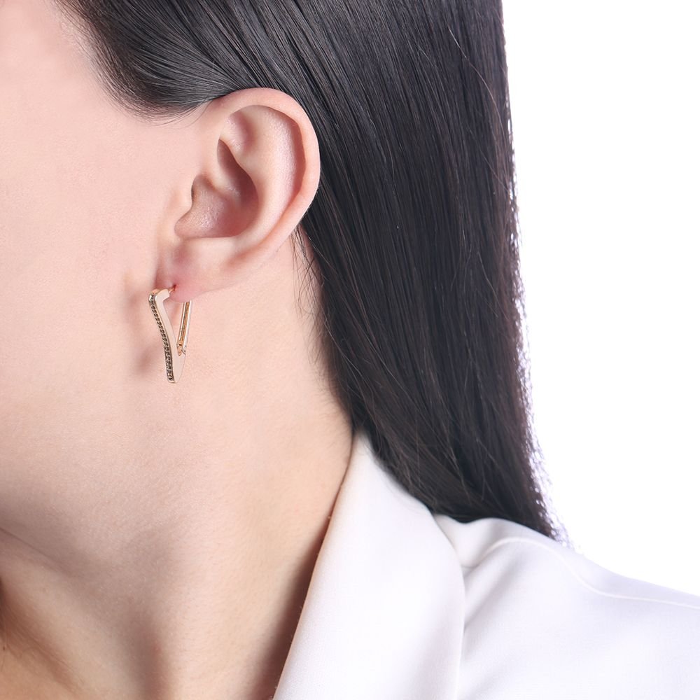 Ag-1326-Do Brinco De Argola Articulada Triangular Cravejada (26mm)