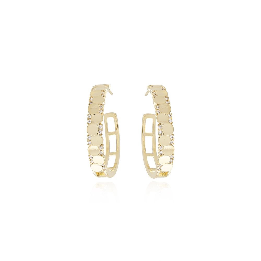 Ag-1337-Do Brinco Meia Argola Detalhada Cravejada (30,5mm)