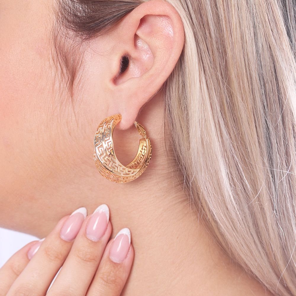 Ag-1382-Do Brinco De Argola Detalhada (34mm)