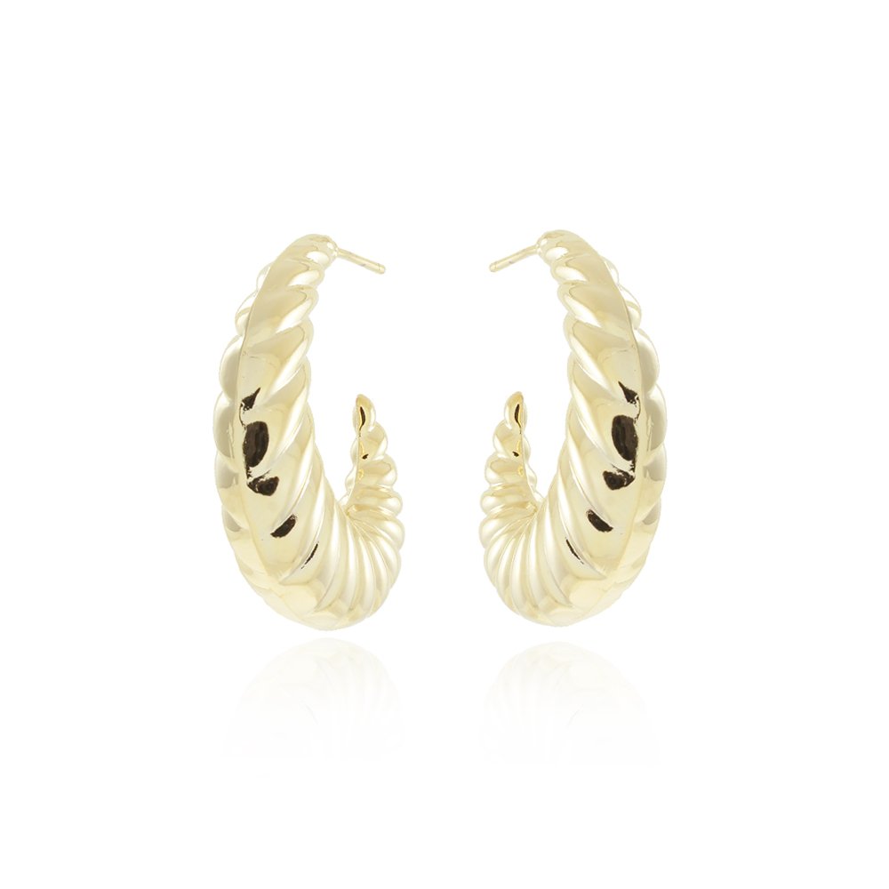 Ag-1394-Do Brinco Meia Argola Detalhada (32mm)