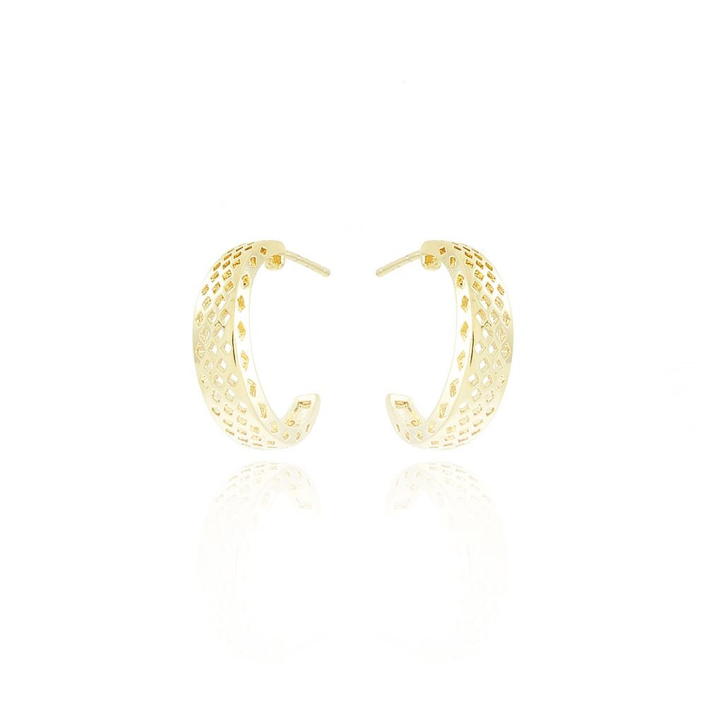 Ag-1397-Do Brinco Meia Argola Com Detalhes Vazados (20,5mm)