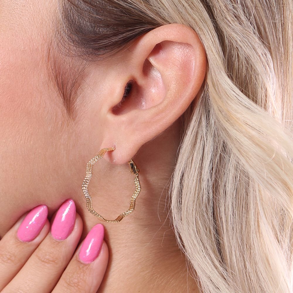 Ag-1404-Do Brinco De Argola Torcida Detalhada (30mm)