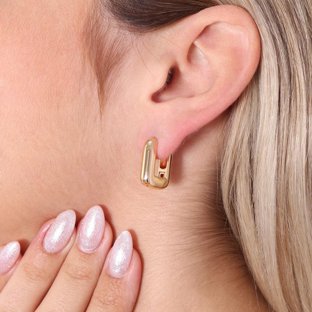 Ag-1425-Do Brinco De Argola Articulada Retangular (19mm)