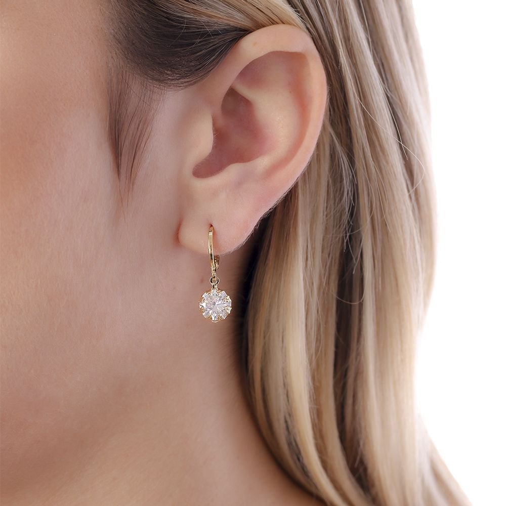 Ag-1464-Do Brinco De Argola Articulada Com Ponto De Luz. Ag-1464-Do Brinco De Argola Articulada Com Ponto De Luz.