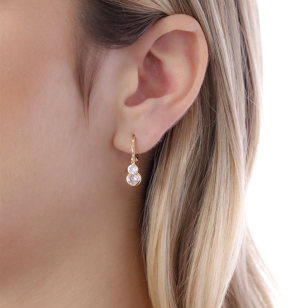 Ag-1468-Do Brinco De Argola Articulada Com Pingente De Zircônias. Ag-1468-Do Brinco De Argola Articulada Com Pingente De Zircônias.