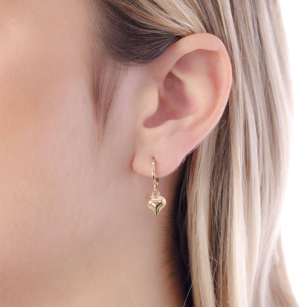 Ag-1475-Do Brinco De Argola Articulada Com Coração Liso. Ag-1475-Do Brinco De Argola Articulada Com Coração Liso.