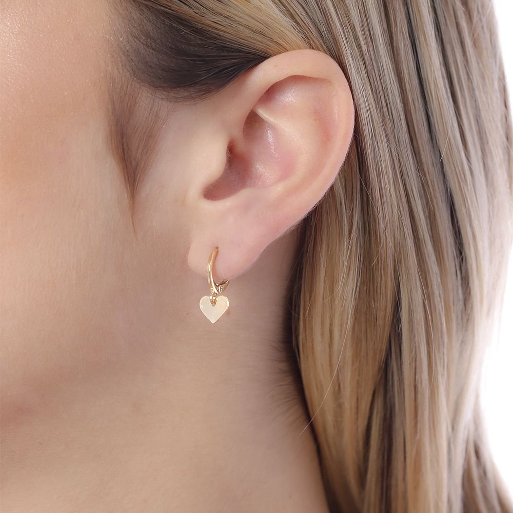 Ag-1481-Do Brinco De Argola Articulada Com Coração Liso. Ag-1481-Do Brinco De Argola Articulada Com Coração Liso.