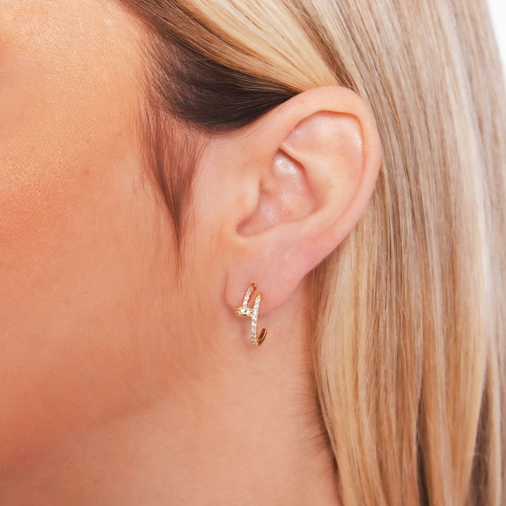 Ag-1545-Do Brinco De Argolinha De Prego Cravejado.