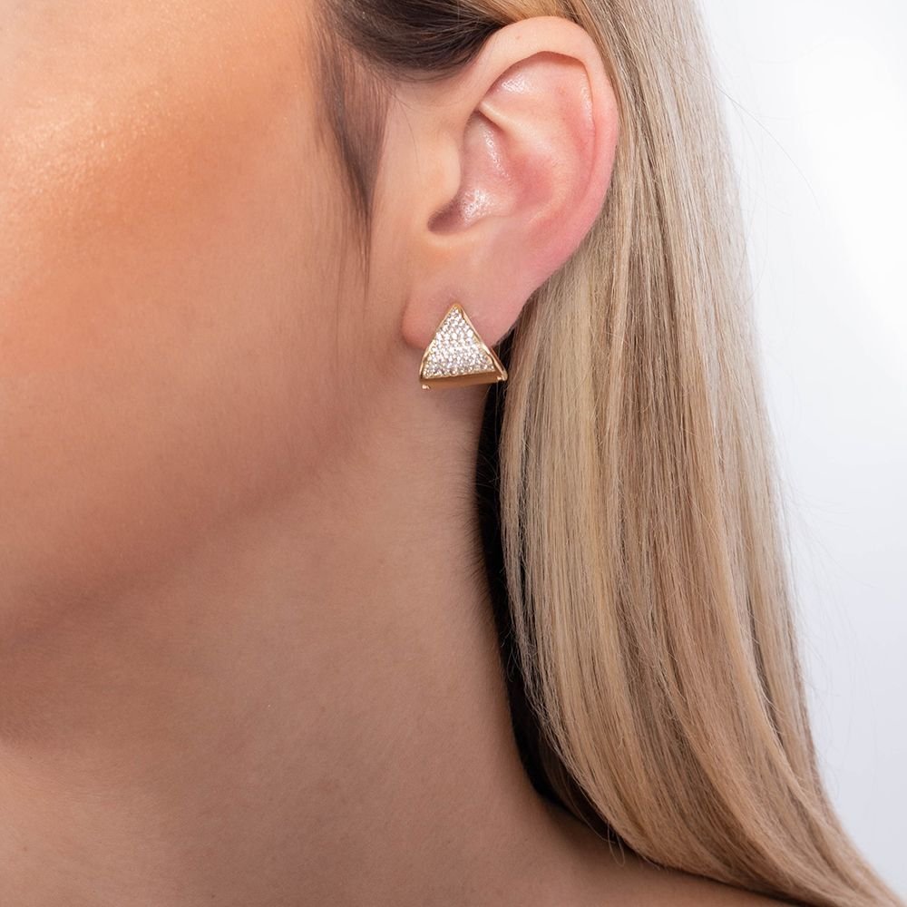 Ag-1557-Do Brinco De Argola Articulada Triangular Cravejada (13,5mm).