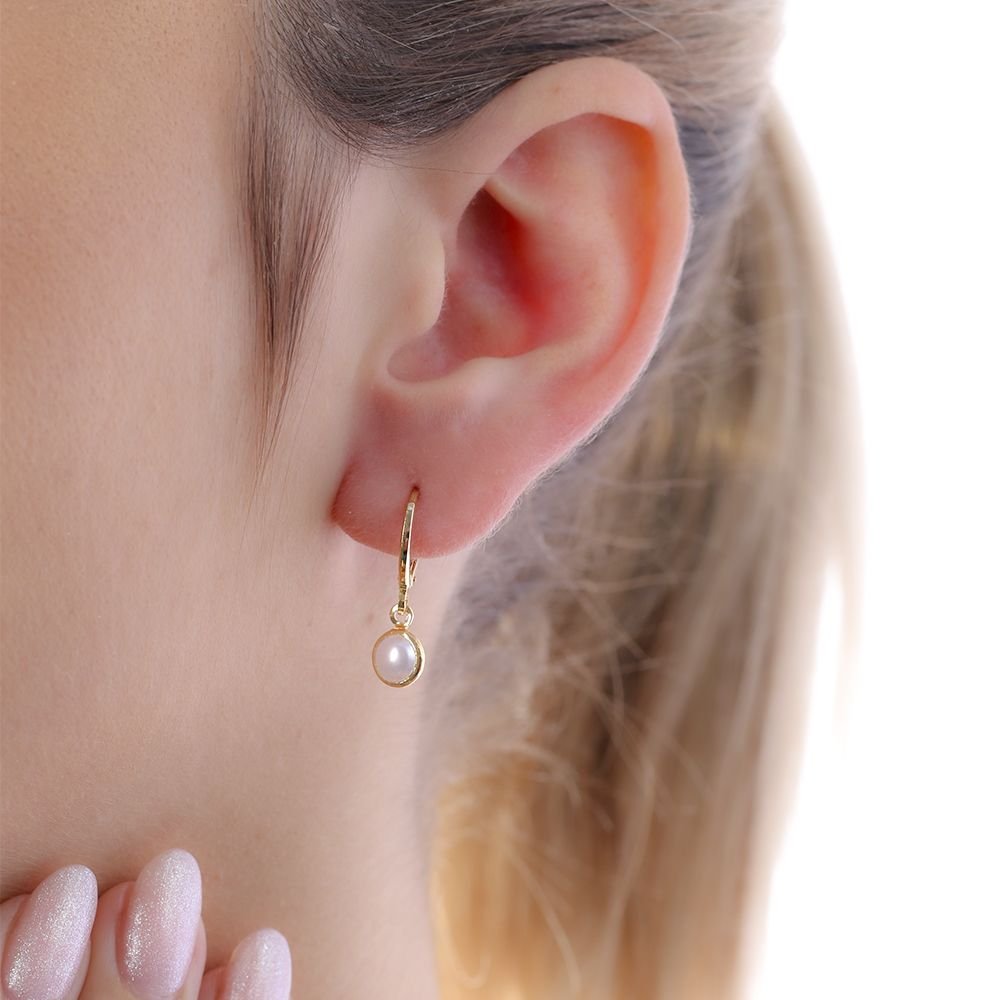 Ag-1569-Do Brinco De Argola Articulada Com Pérola. Ag-1569-Do Brinco De Argola Articulada Com Pérola.