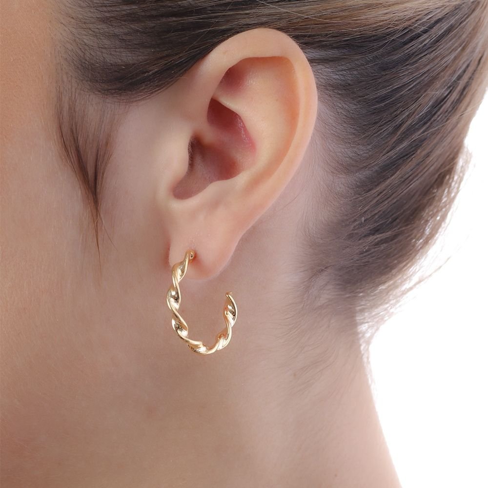 Ag-1589-Do (26mm) Brinco Meia Argola Torcido Ag-1589-Do (26mm) Brinco Meia Argola Torcido