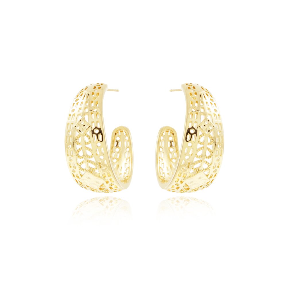 Ag-1593-Do Brinco Meia Argola Detalhada (29mm) Ag-1593-Do Brinco Meia Argola Detalhada (29mm)