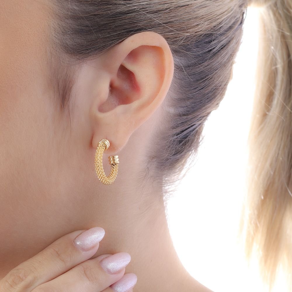 Ag-1606-Do Brinco Meia Argola Detalhada (23mm). Ag-1606-Do Brinco Meia Argola Detalhada (23mm).