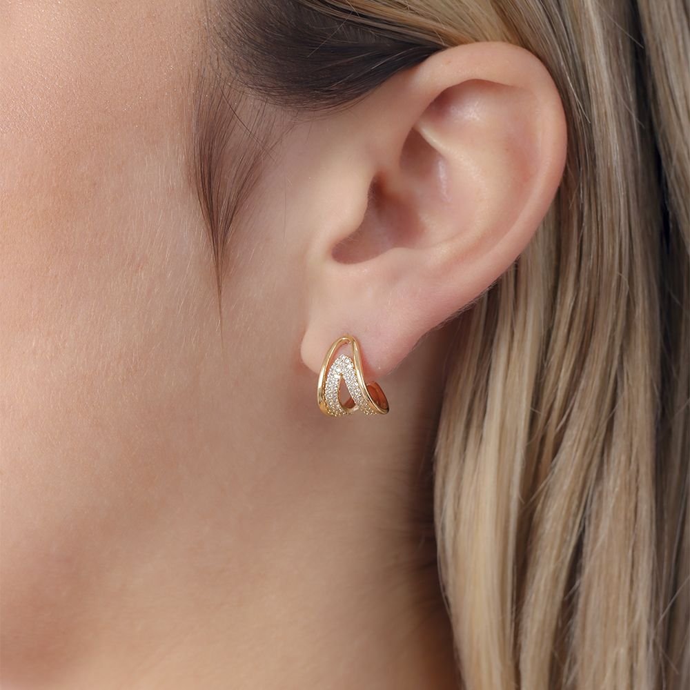 Ag-1610-Do Brinco Meia Argolinha Cravejada De Zircônias (14mm).