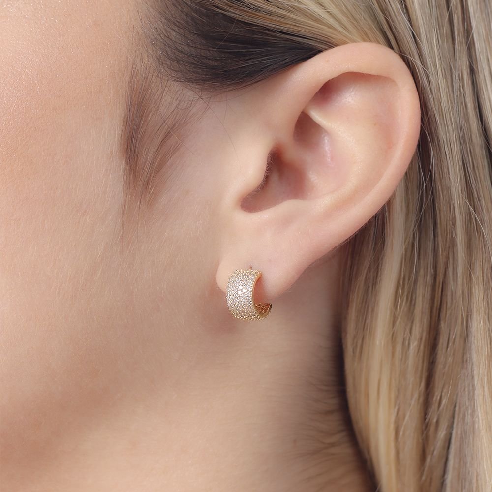 Ag-1614-Do Brinco Meia Argola Cravejada De Zircônias (11mm).