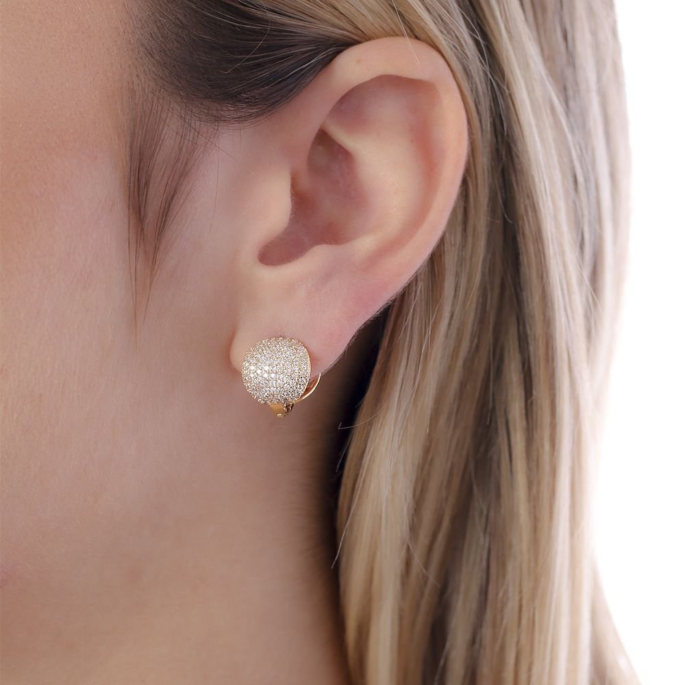 Ag-1620-Do Brinco De Argola Articulada Esfera Cravejada (13,5mm).