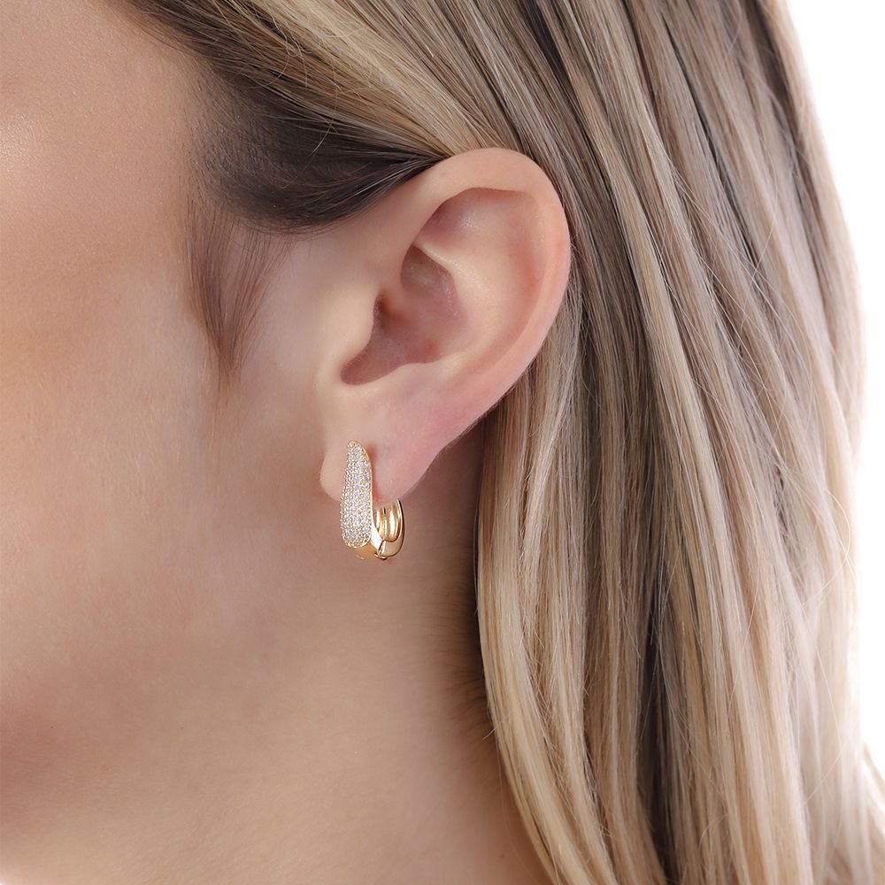 Ag-1623-Do Brinco De Argola Articulada Cravejada De Zircônias (18,5mm).