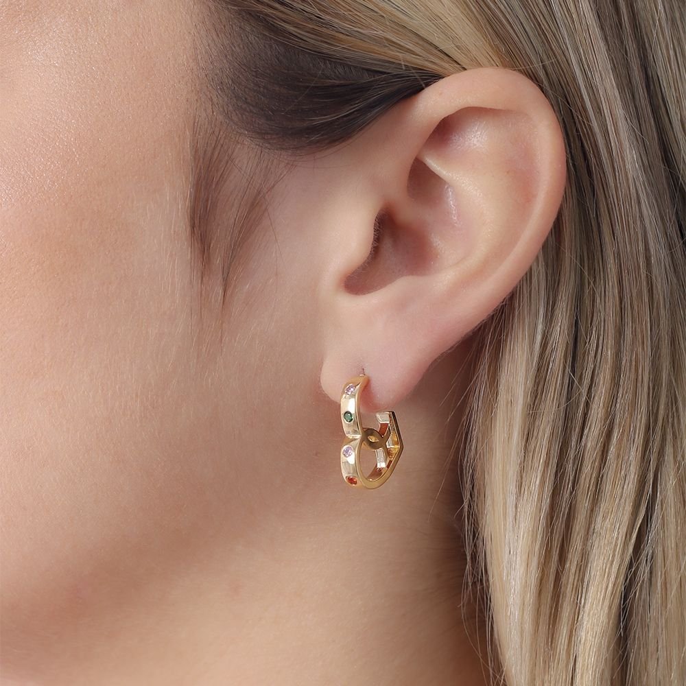 Ag-1630-Do Brinco Meia Argola De Coração Cravejado (20mm).