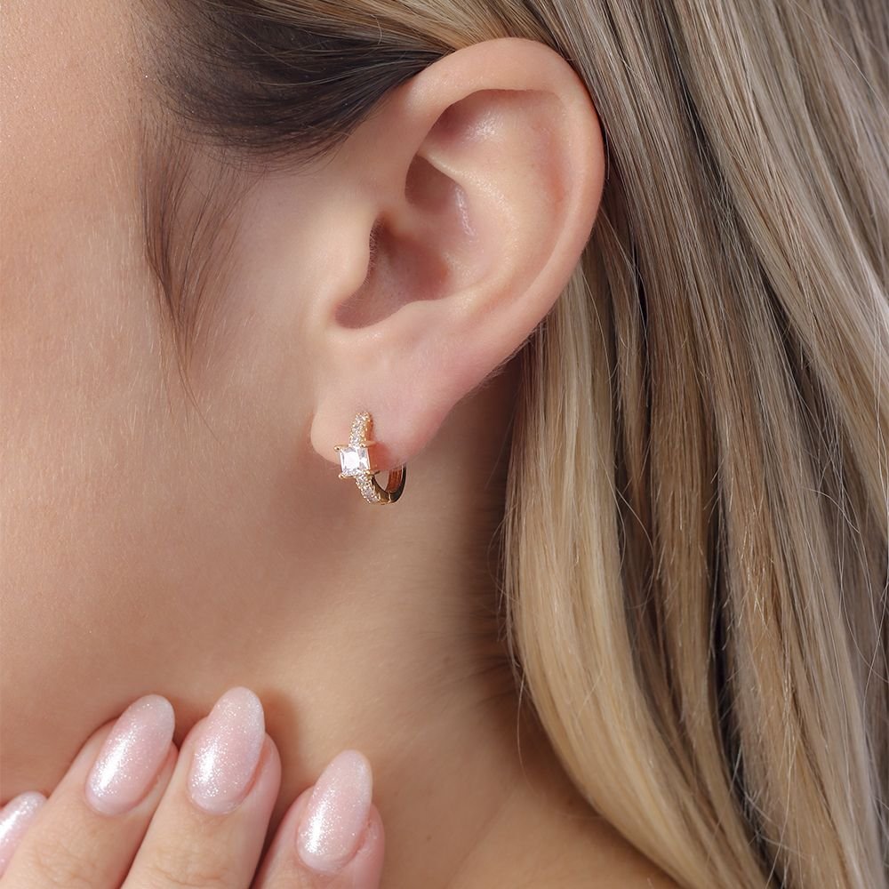 Ag-1635-Do Brinco De Argola Articulada Cravejada 14mm).