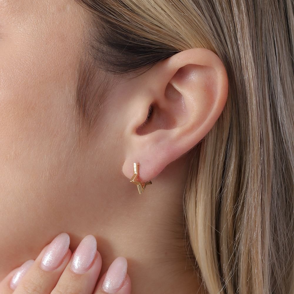 Ag-1637-Do Brinco De Argola Articulada De Estrela