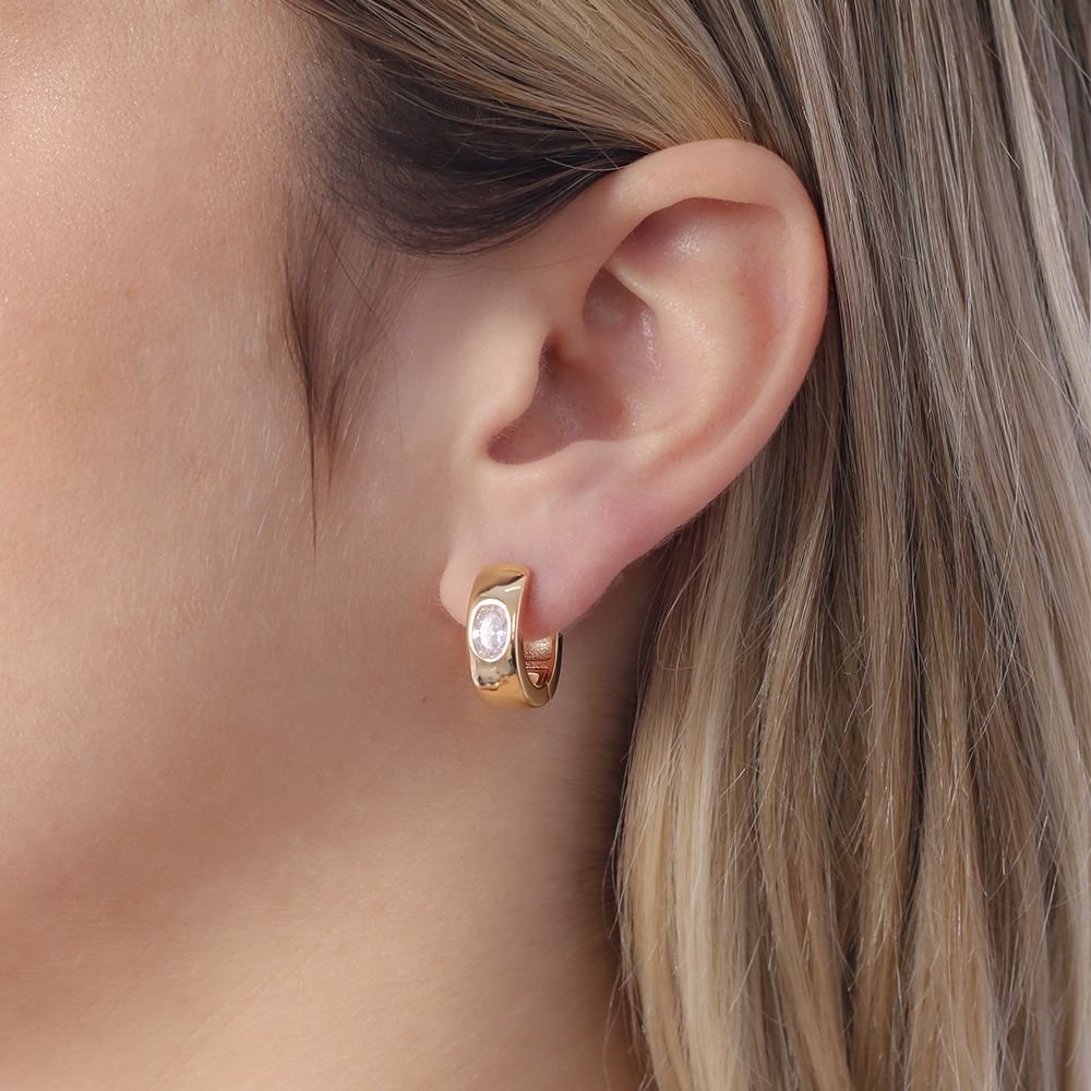 Ag-1639-Do Brinco De Argola Articulada Cravejada De Zircônia Cristal Ag-1639-Do Brinco De Argola Articulada Cravejada De Zircônia Cristal