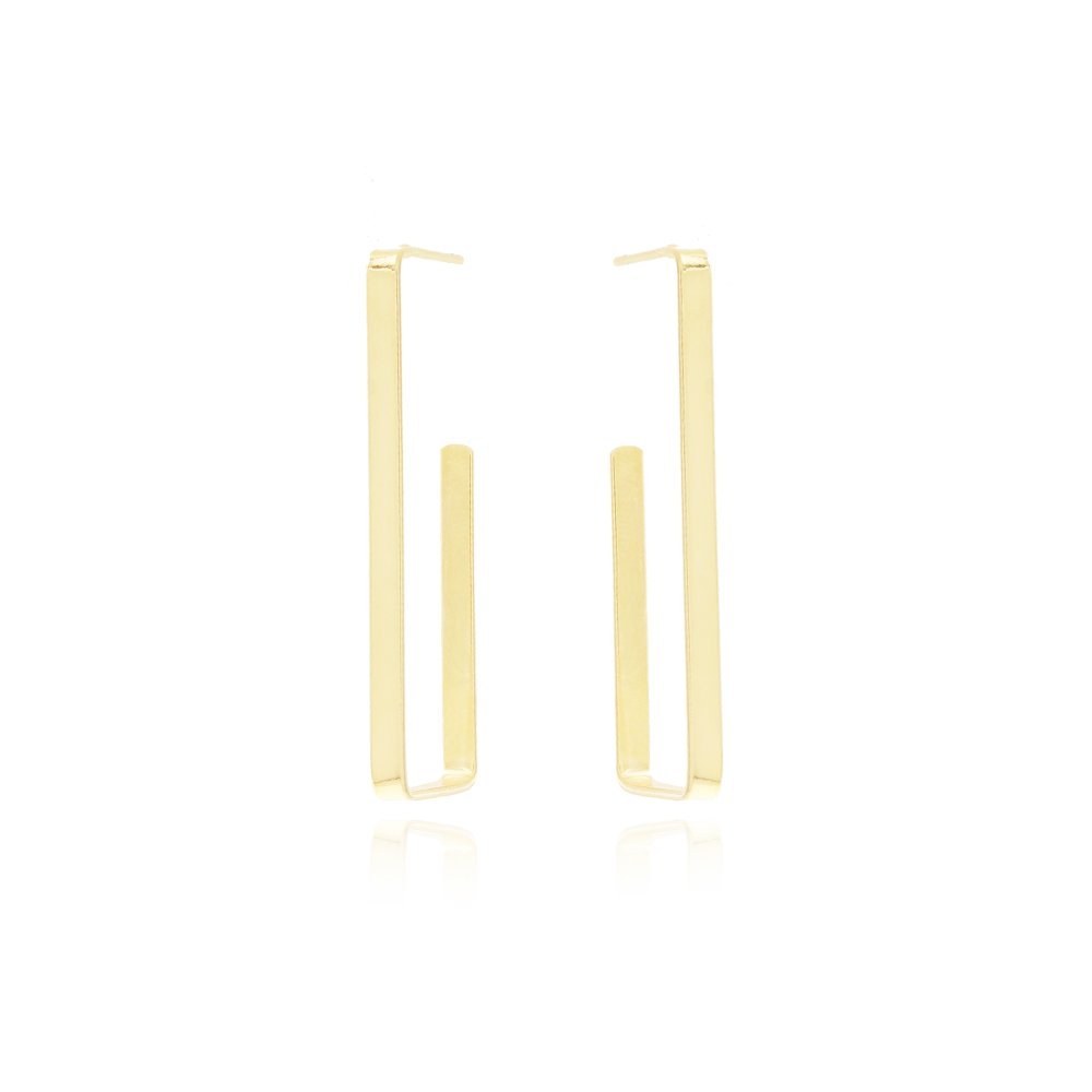 Ag-1661-Do Brinco Meia Argola Retangular (38mm). Ag-1661-Do Brinco Meia Argola Retangular (38mm).