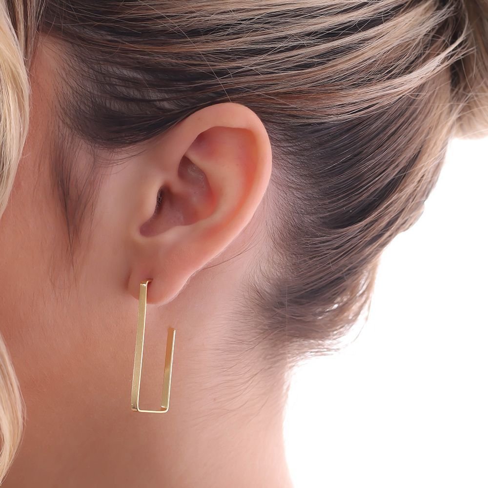 Ag-1661-Do Brinco Meia Argola Retangular (38mm). Ag-1661-Do Brinco Meia Argola Retangular (38mm).