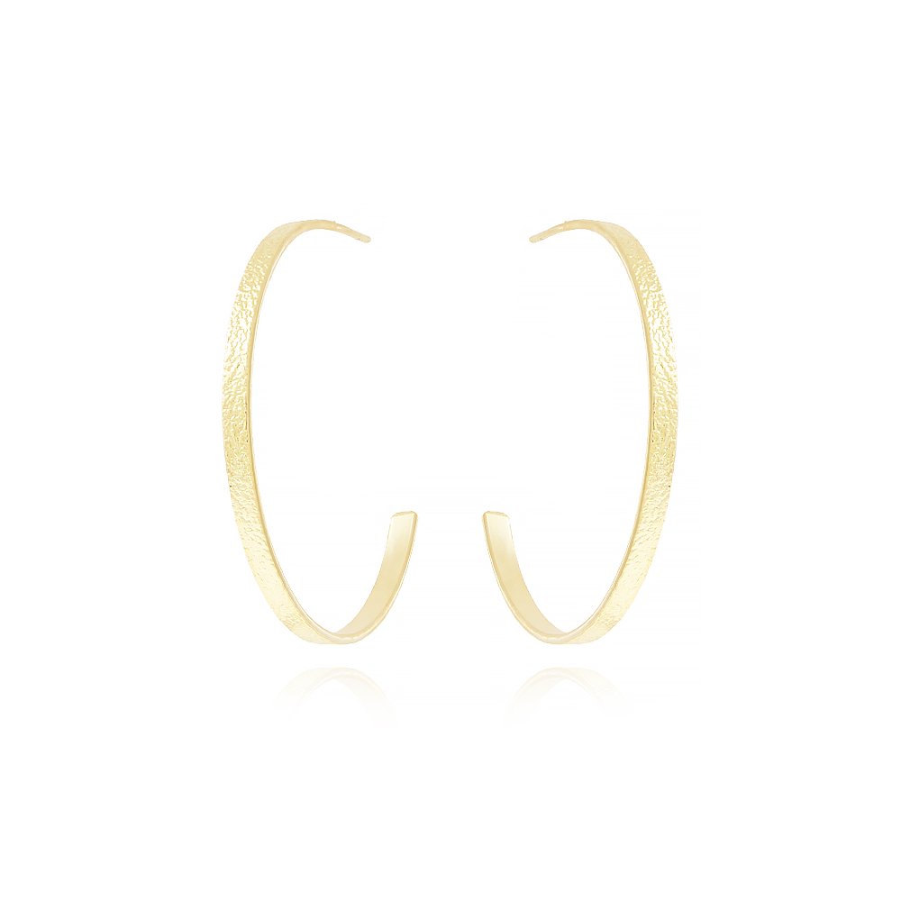 Ag-1669-Do Brinco Meia Argola Texturizada (37mm). Ag-1669-Do Brinco Meia Argola Texturizada (37mm).