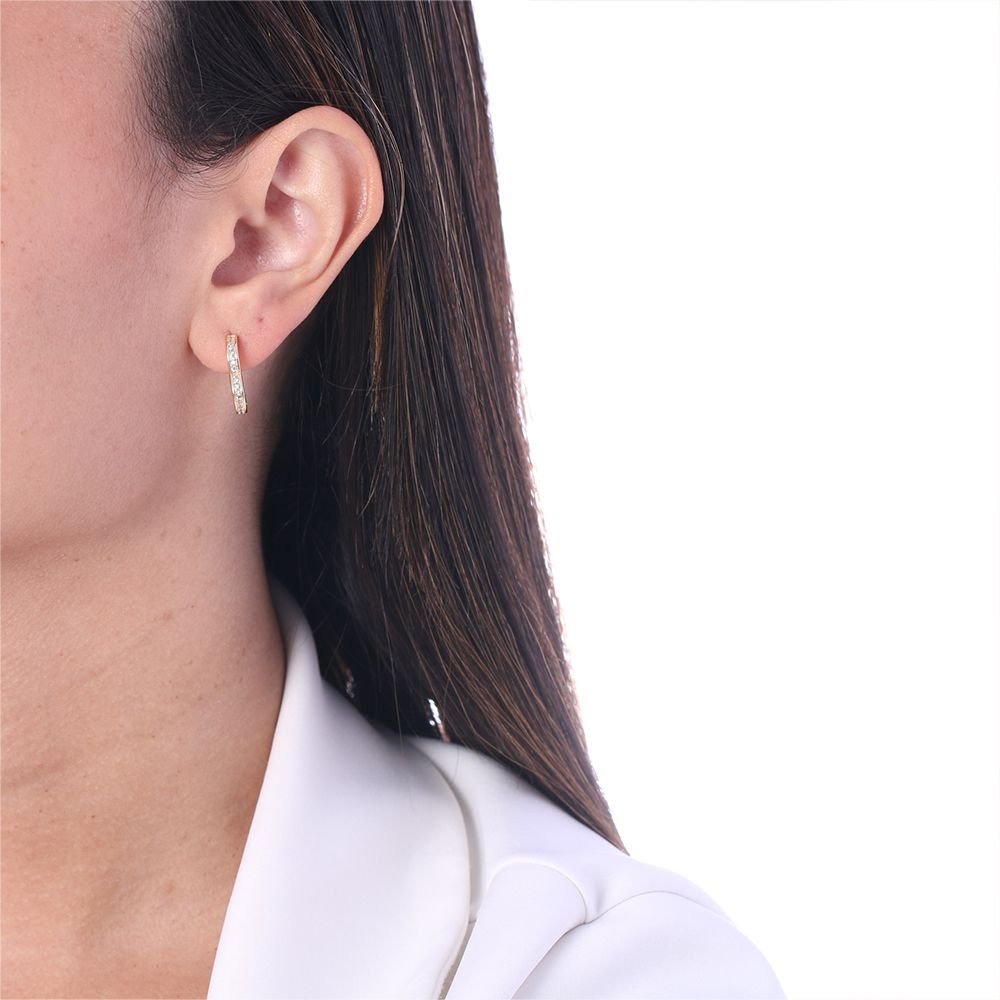 Ag-171-Do Brinco Argola Coração Cravejado Cristal