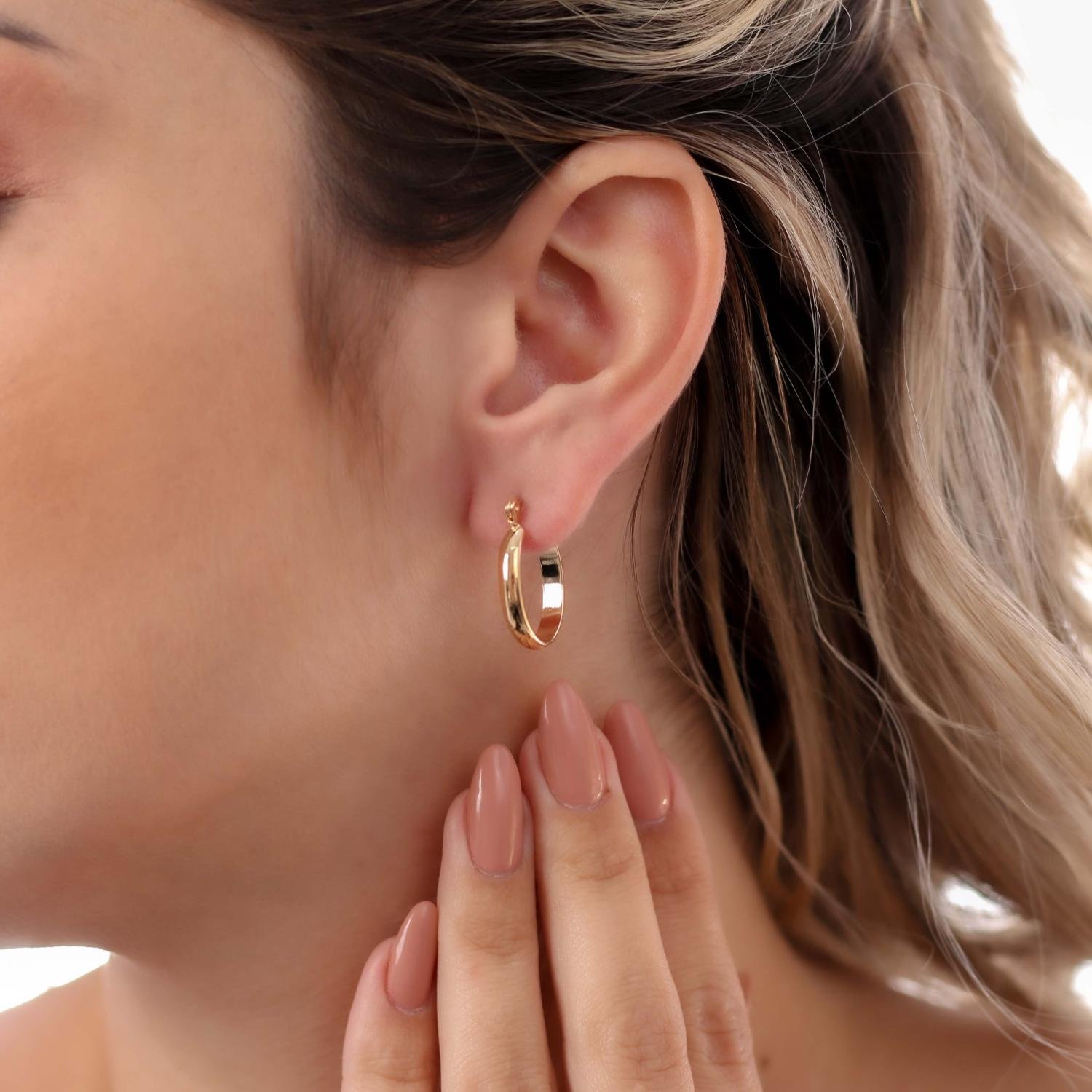 Ag-1717-Do Brinco De Argola Com Fecho Italiano (2,2cm).&Nbsp;