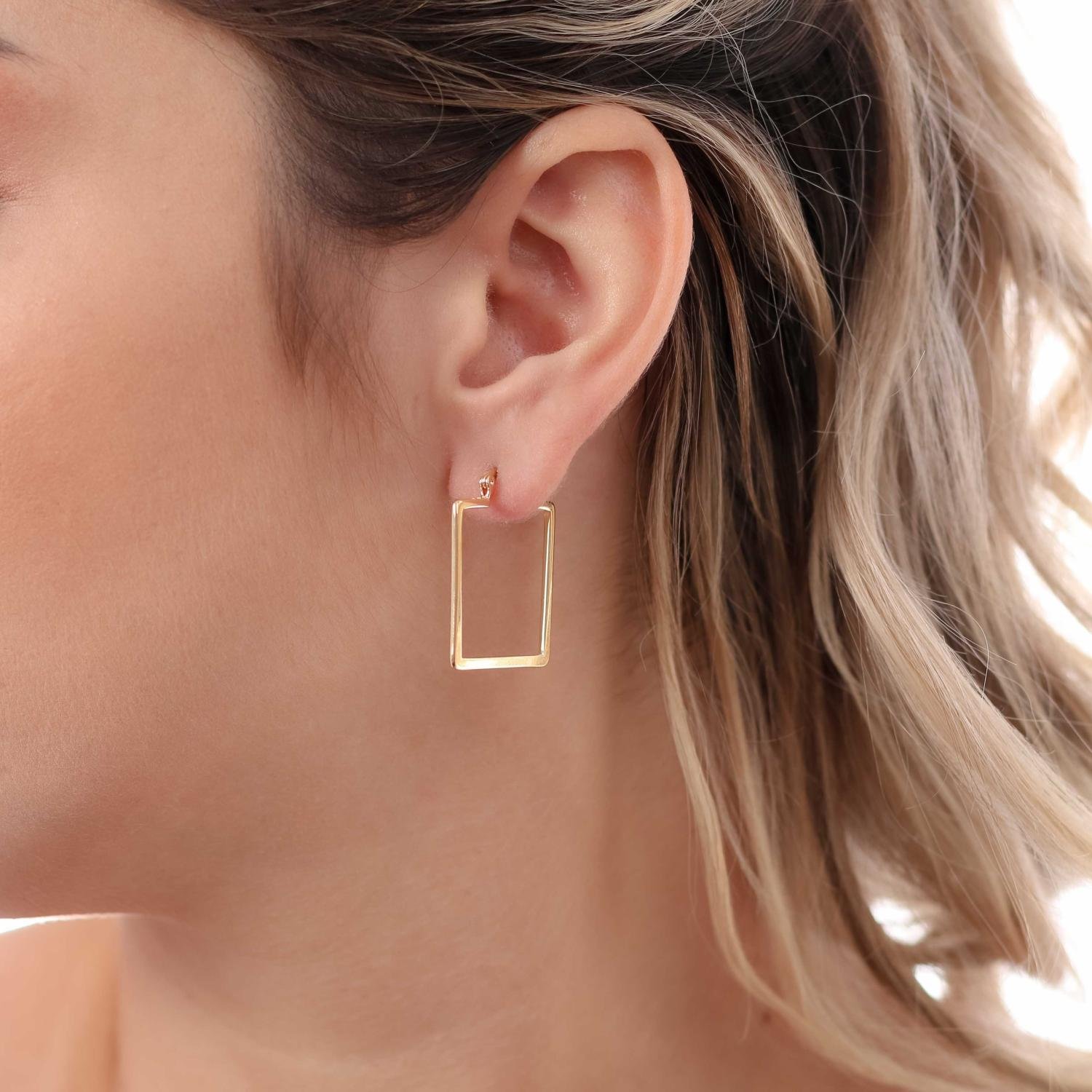 Brinco De Argola Articulada Quadrado (30mm).